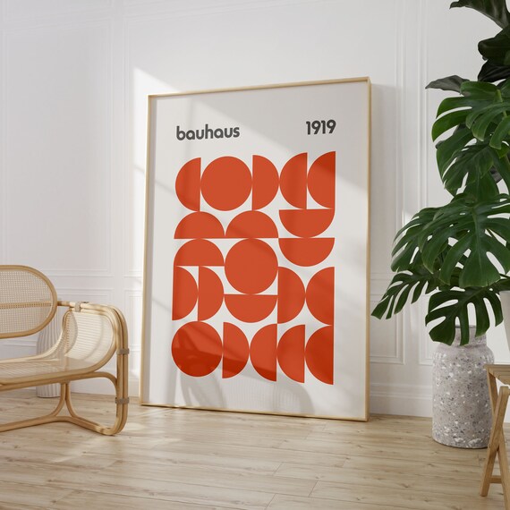 Bauhaus Poster Print Bauhaus Printable Exhibition Poster Geometric Wall Art Mid Century Modern Retro Decor Minimalist Wall Art