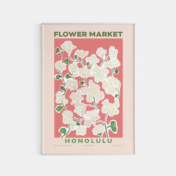 Flower Market Poster Flower Market Art Prints Flower Honolulu Poster Matisse Flower Poster Gift Idea Florist Gift
