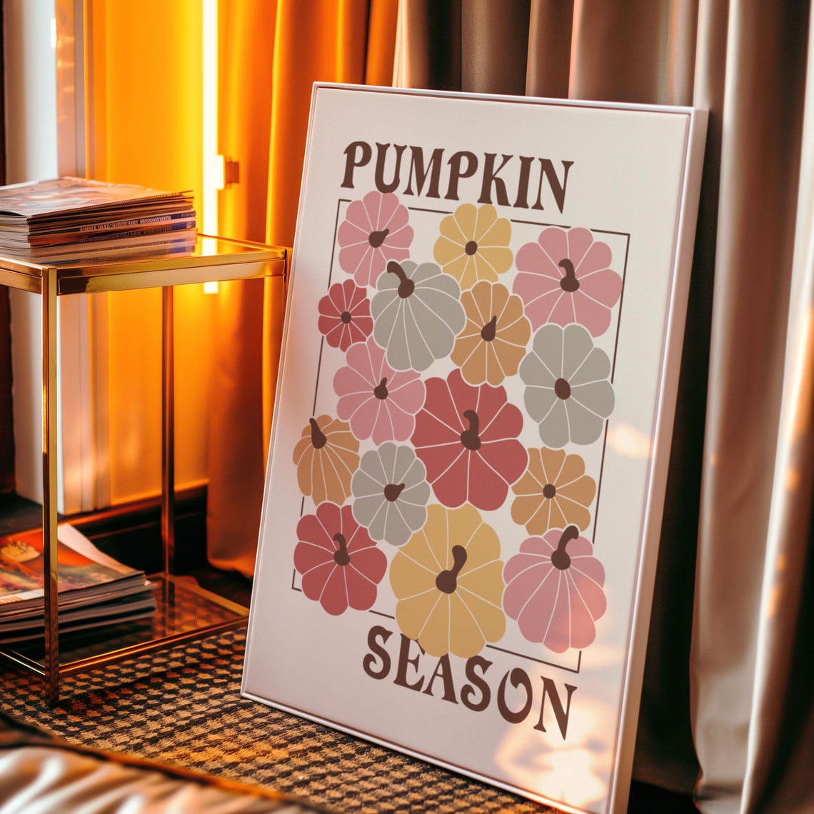 Pumpkin Season Retro Fall Pumpkin Grid Farmhouse Decor Poster - Image 5