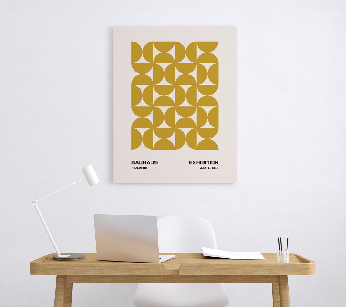 Bauhaus Frankfurt Exhibition Mustard Yellow Circle Grid 1923 Print - Image 4