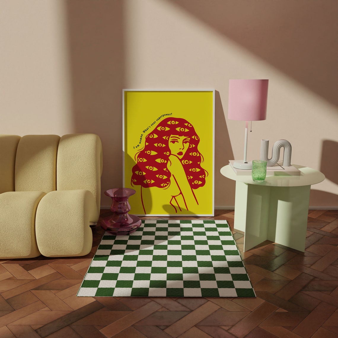 Yellow Empowering Woman Pop Art Quote with Watching Eyes Poster - Image 5