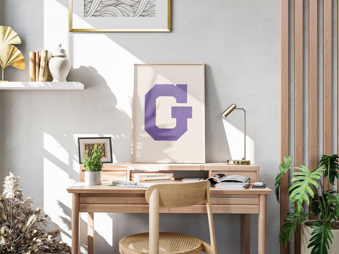 Letter G Bold Purple Block Alphabet Typography Collegiate Room Decor Poster - Image 4