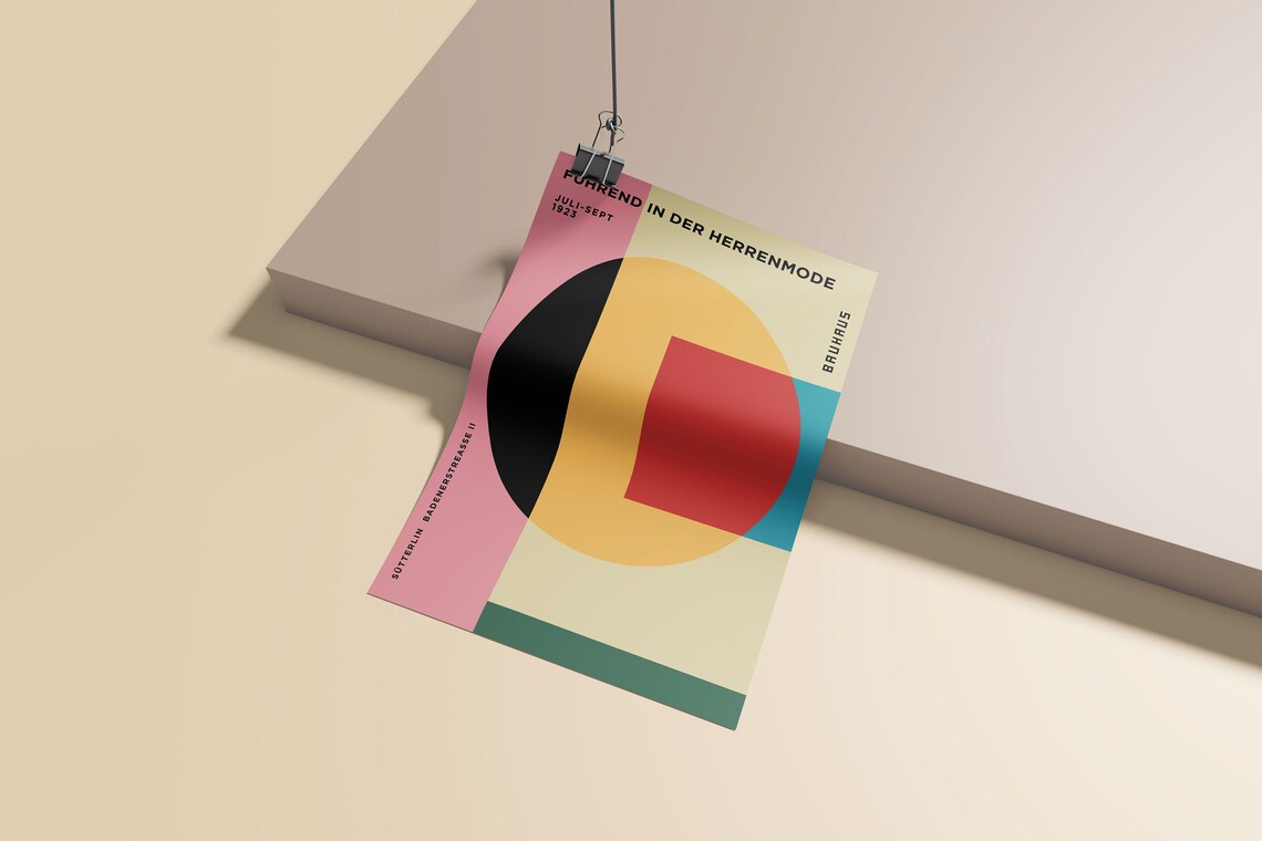 Pink Geometric Bauhaus Museum Exhibition Poster - Image 4