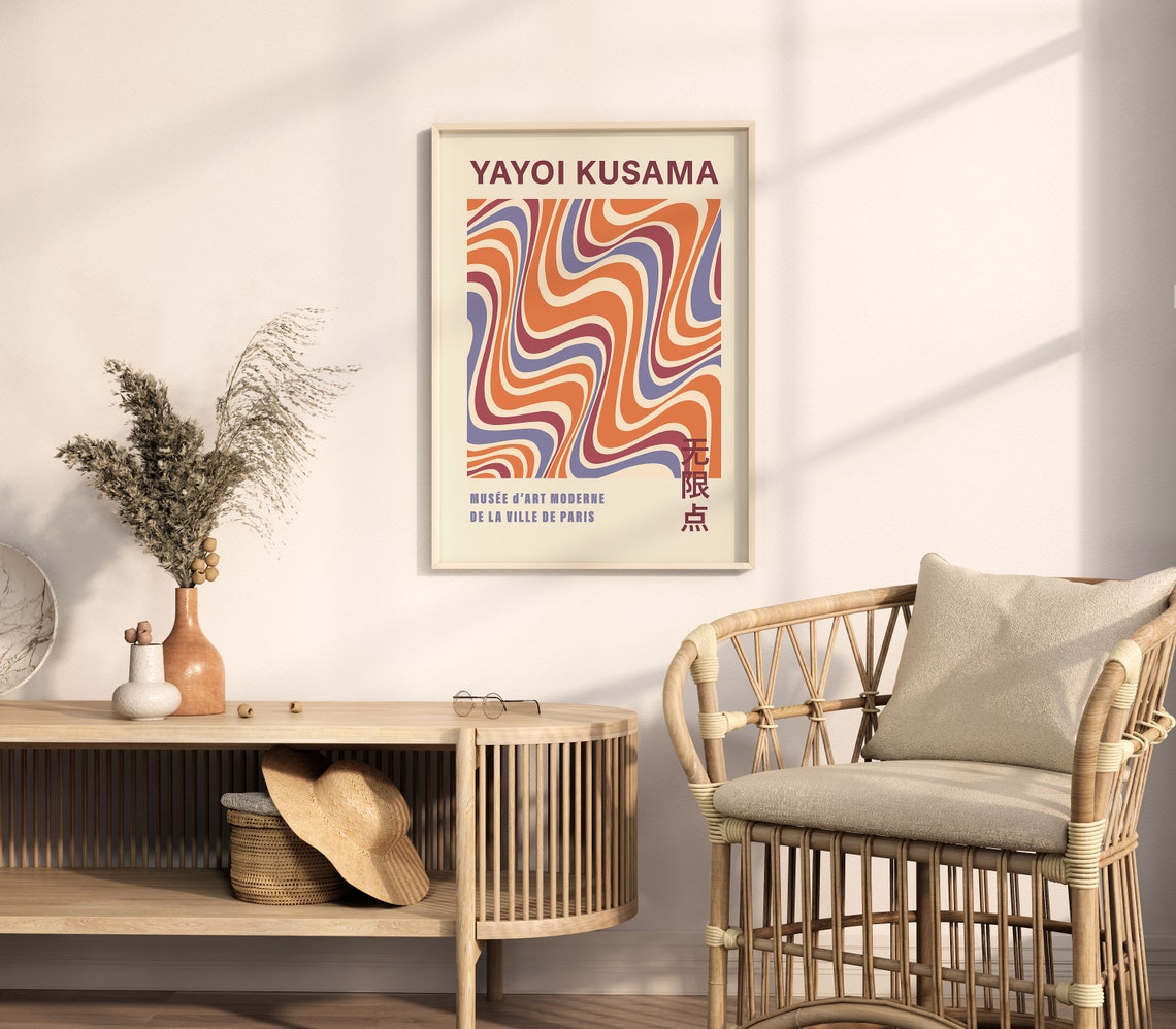 Yayoi Kusama Multicolor Groovy Wavy Lines 1987 Exhibition Poster - Image 4