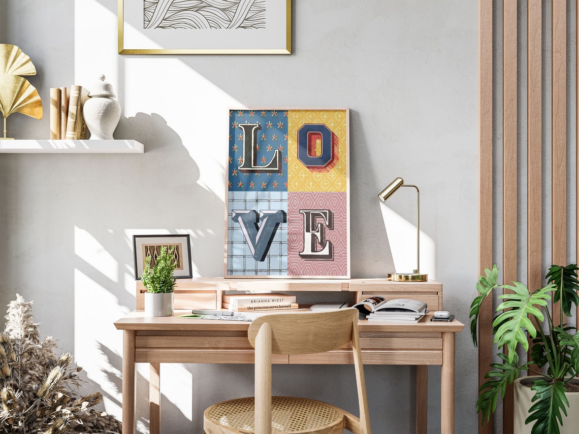 Colorful Retro Circus Letterpress LOVE Typography Home Poster - Image 4