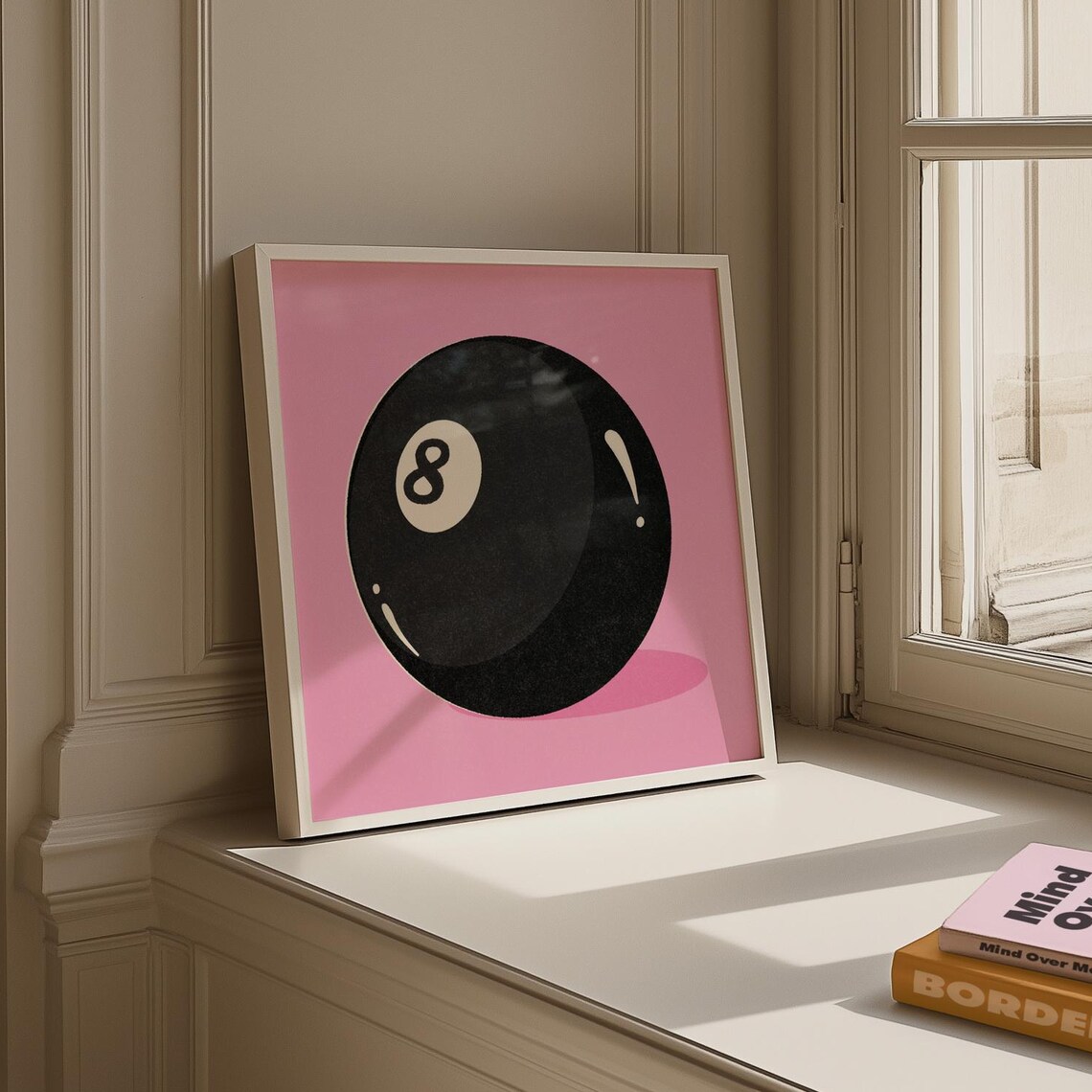 Pink Black Pool Ball Retro Lucky 8 Art Print