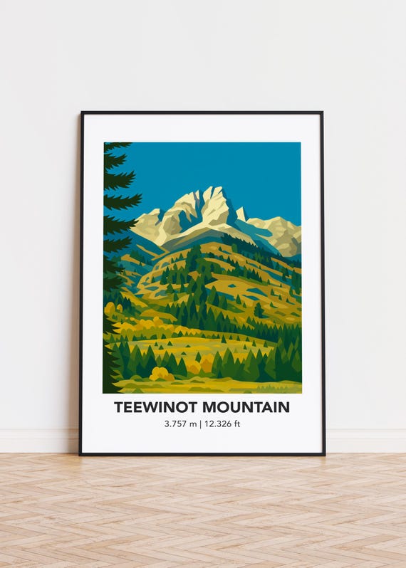 Teewinot Mountain Art Print Modern Minimalist Mountainscape Poster