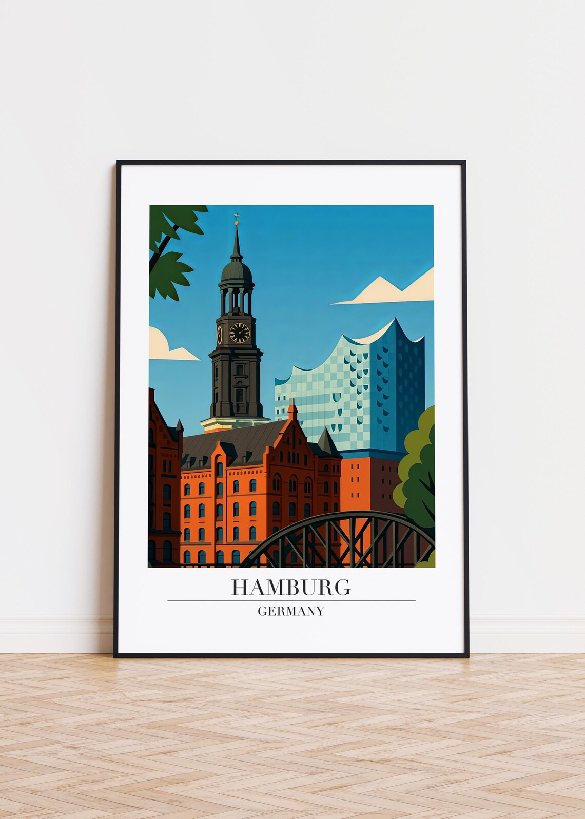 Hamburg City Poster Modern Germany Illustration Art