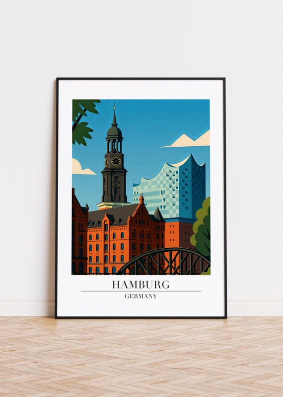 Hamburg City Poster Modern Germany Illustration Art