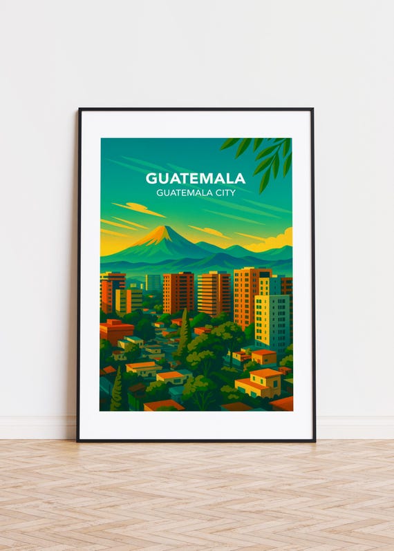 Guatemala City Poster Modern Travel Art Print
