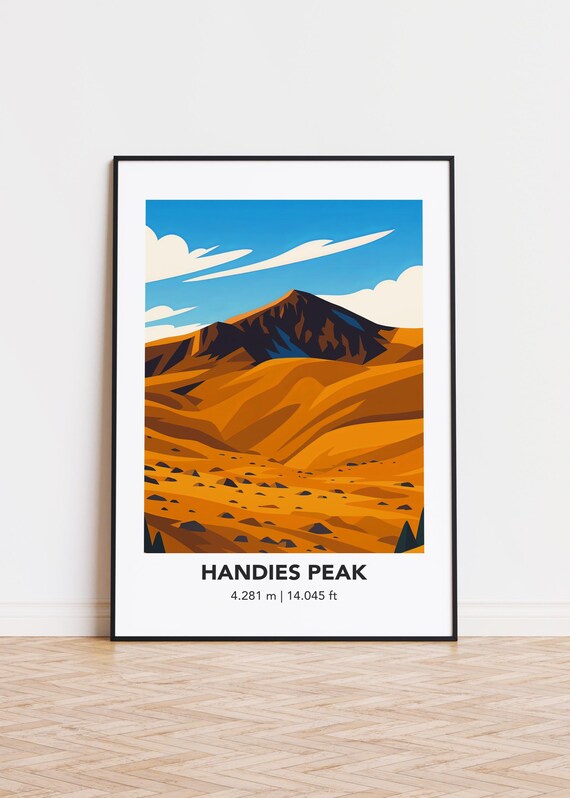 Handies Peak Mountain Art Print Colorado Illustration