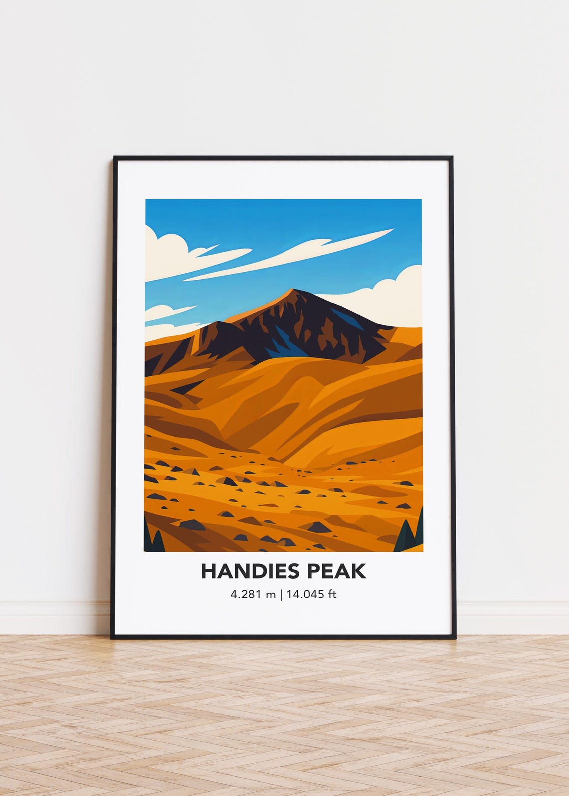Handies Peak Golden Alpine Slopes Mountain Travel Art Poster
