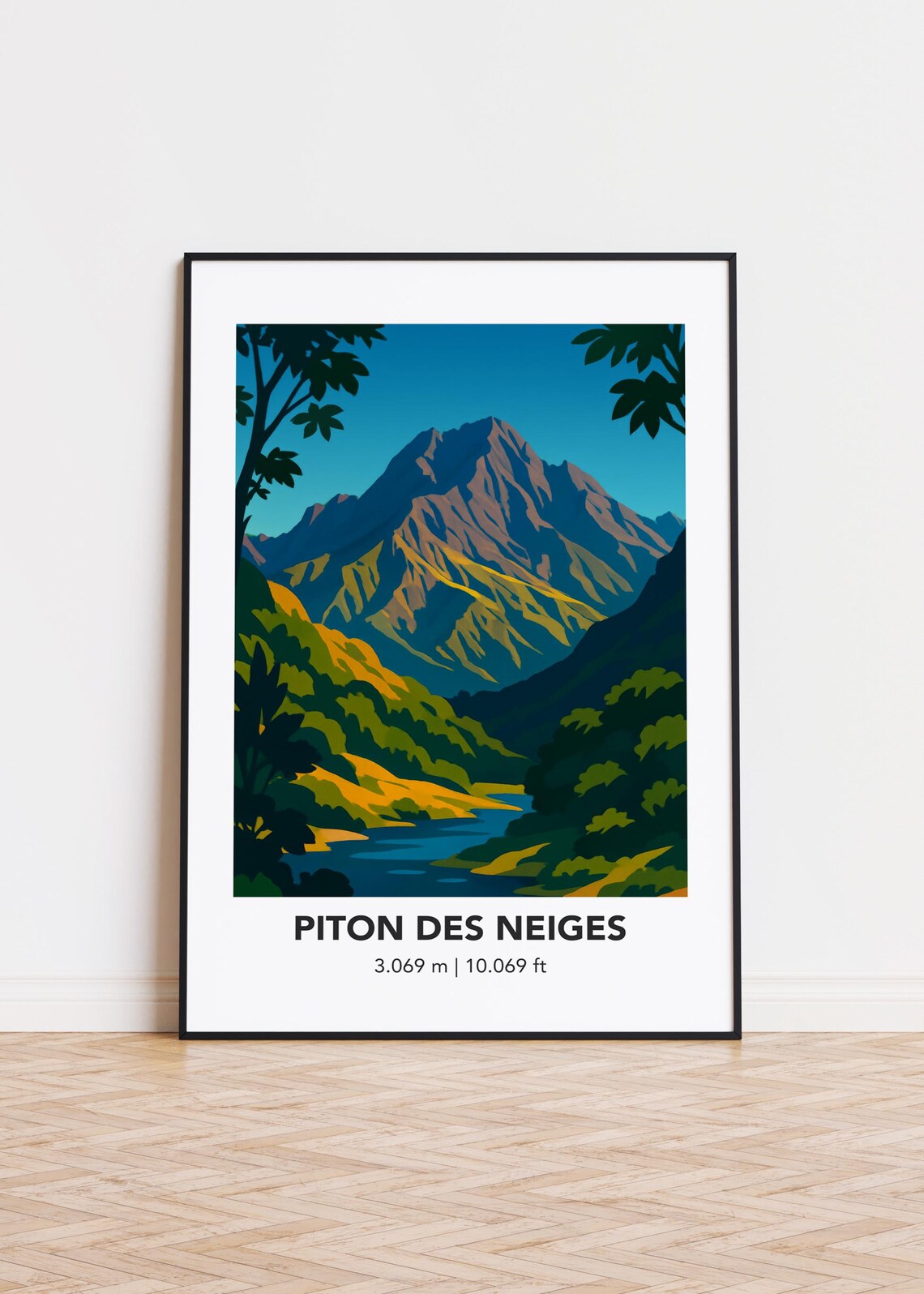 Piton Des Neiges Mountain Illustration Art Print
