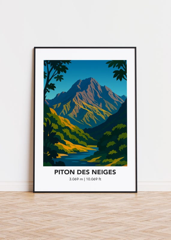 Piton Des Neiges Mountain Illustration Art Print