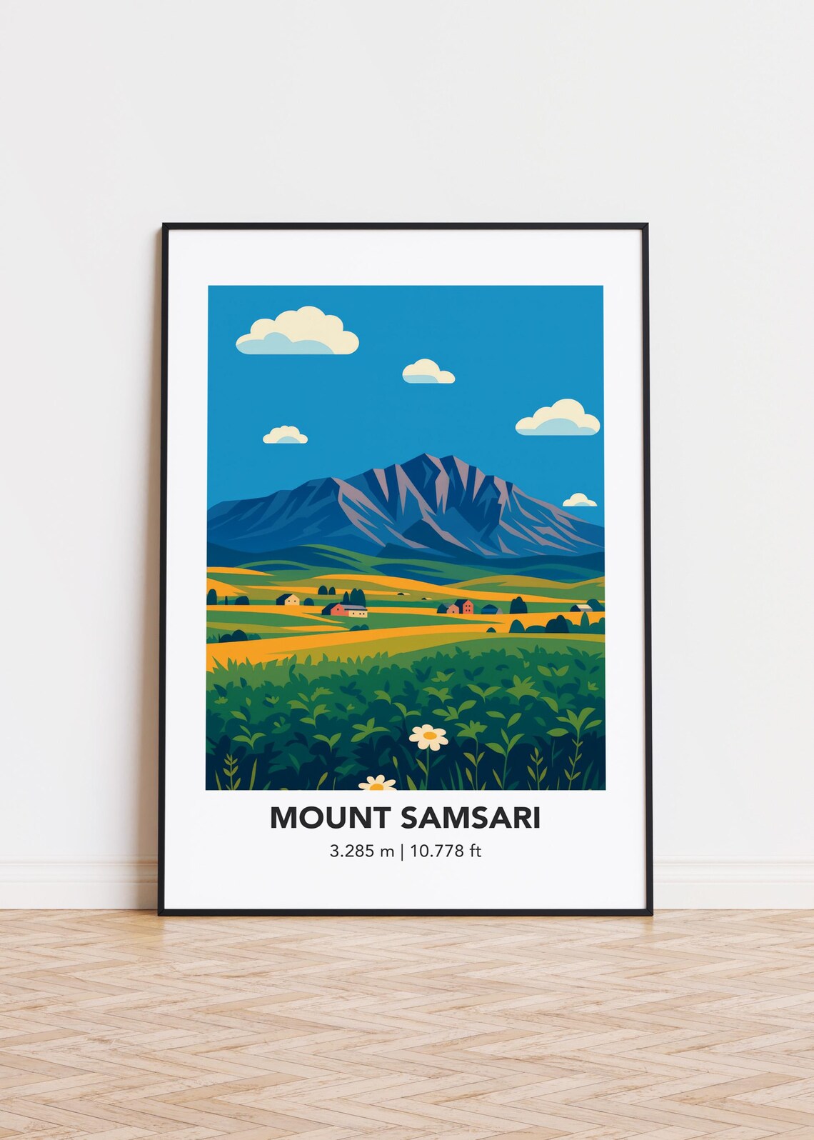 Mount Samsari Poster Print, Mountain Illustration