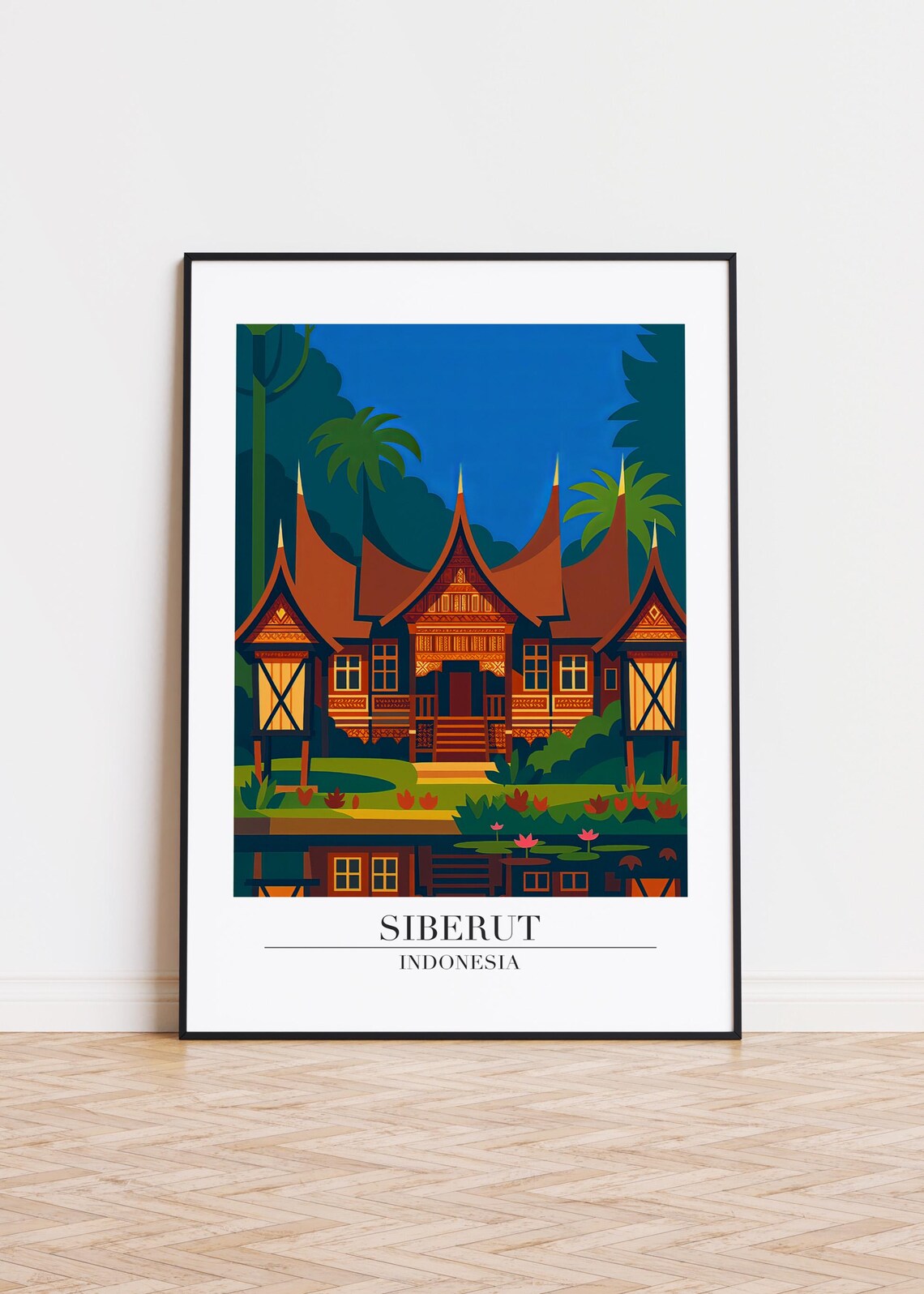 Siberut Indonesia Traditional House Tropical Travel Art Poster