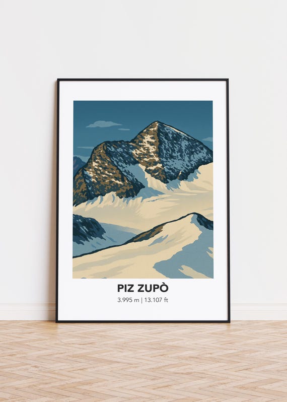 Piz Zup Poster Mountain Art Print Nature Illustration