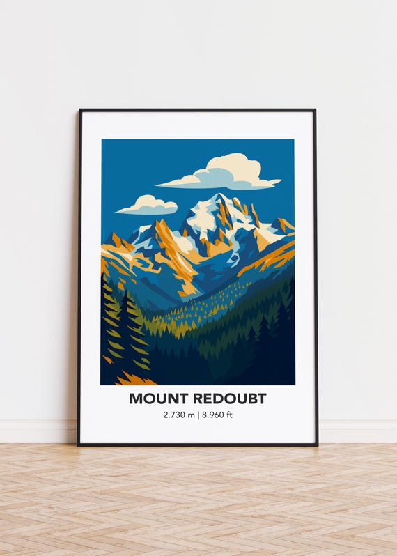 Mount Redoubt Poster Minimalist Mountain Art Print