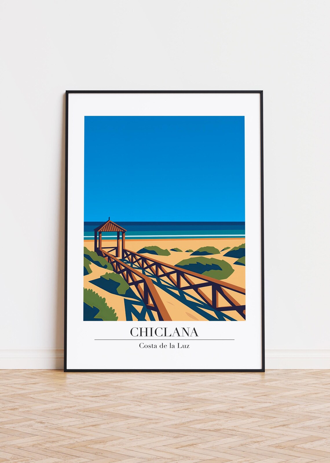 Chiclana Costa de la Luz Beach Boardwalk Dunes Travel Art Poster