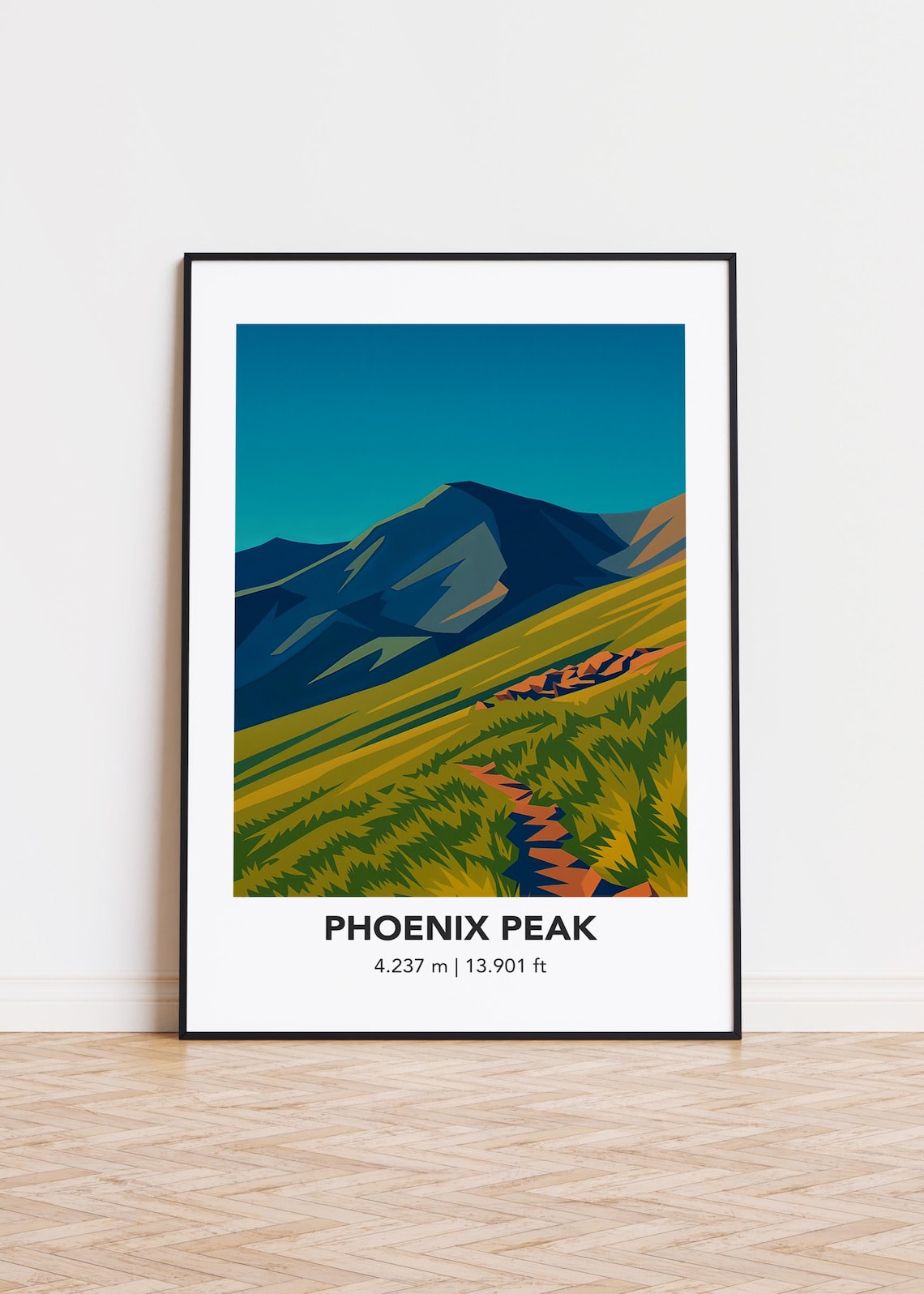 Phoenix Peak Modern Mountain Illustration Art Print