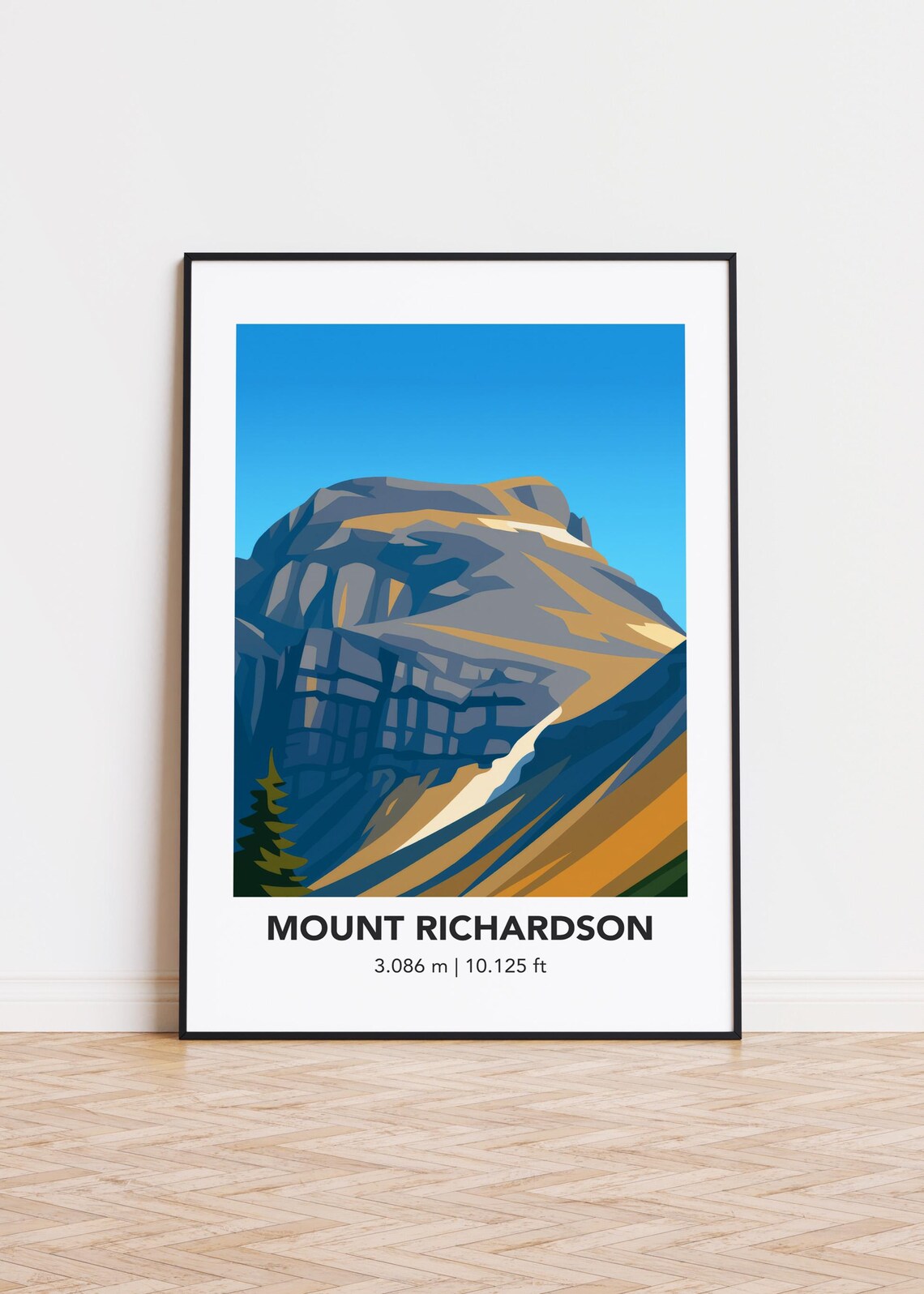 Mount Richardson Modern Mountain Illustration Art Print