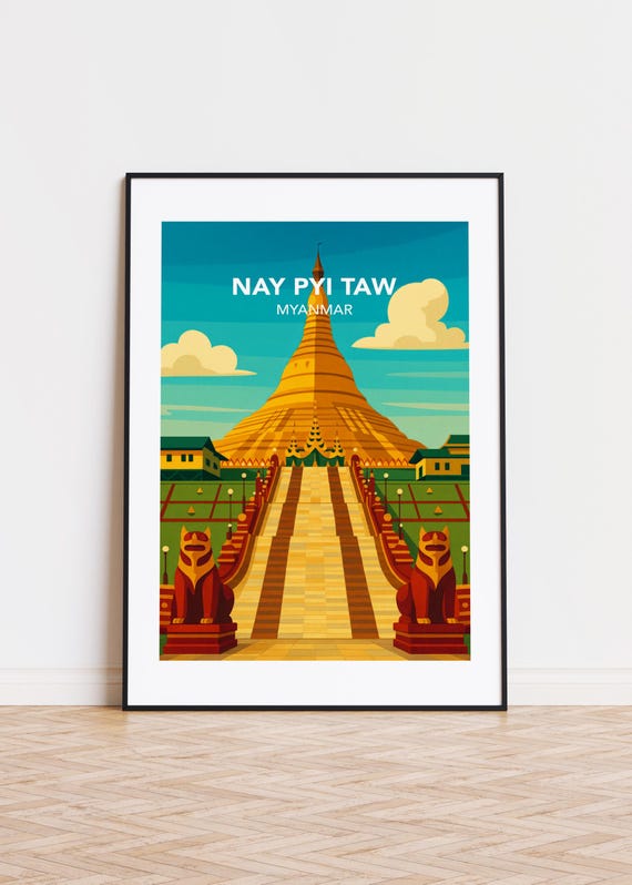 Nay Pyi Taw Cityscape Poster Myanmar Travel Art Print