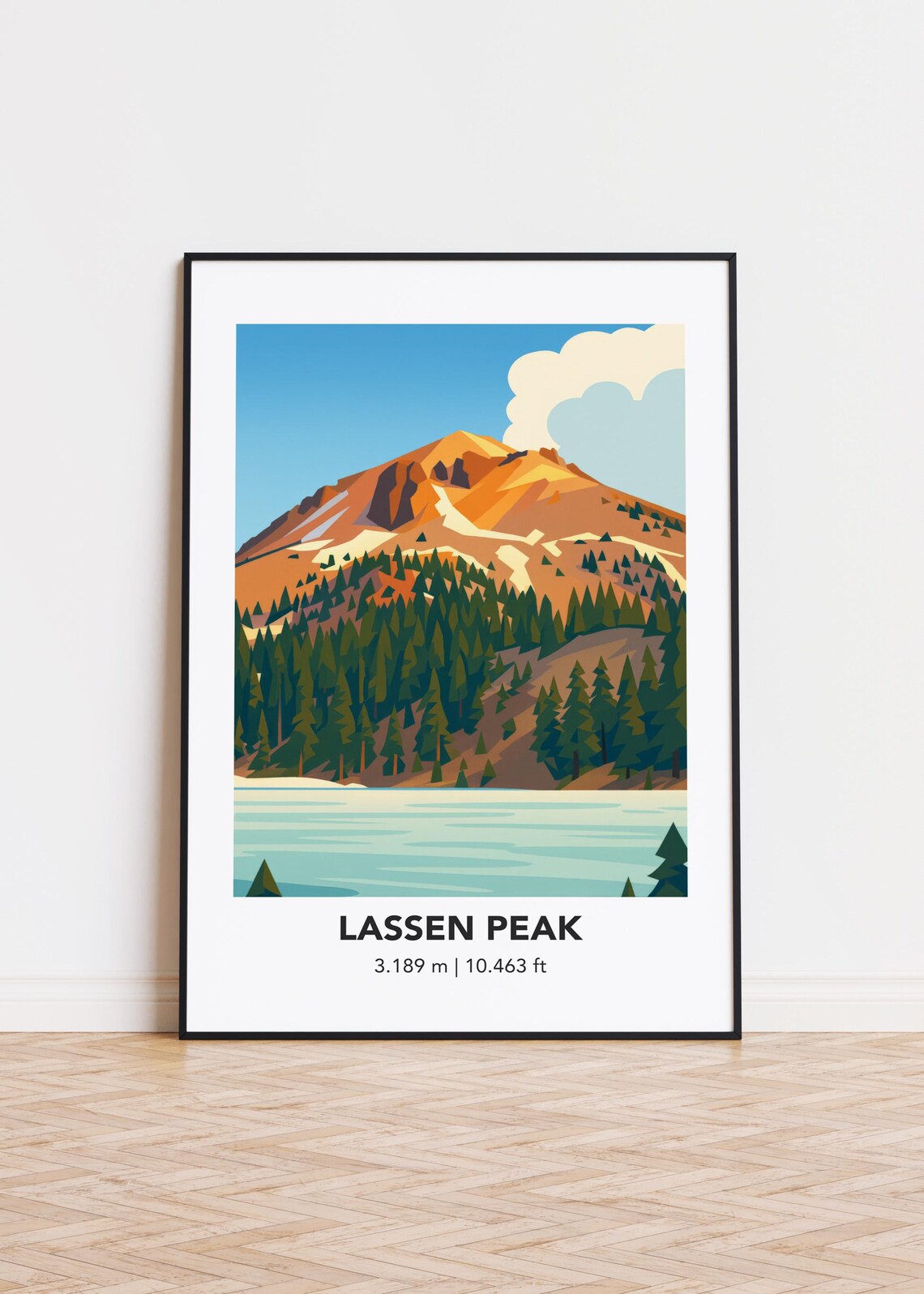 Lassen Peak Poster Print, Mountain Illustration