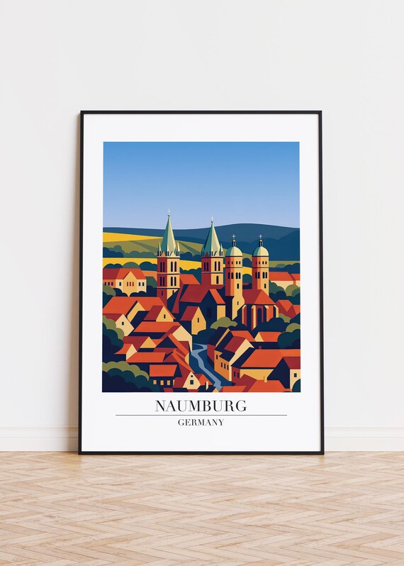 Naumburg Germany Colorful City Skyline Cathedral Illustration Poster