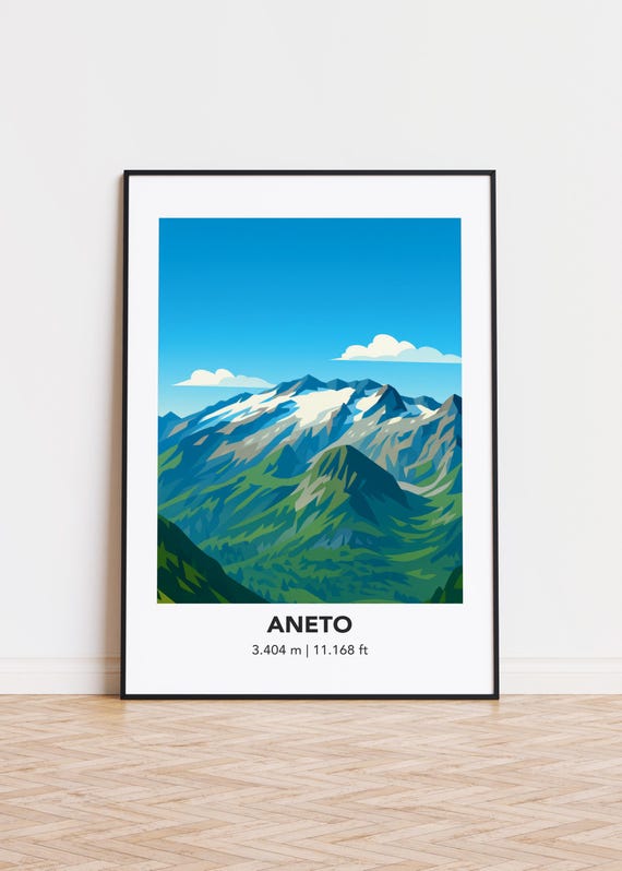 Aneto Mountain Art Print Modern Minimalist Illustration