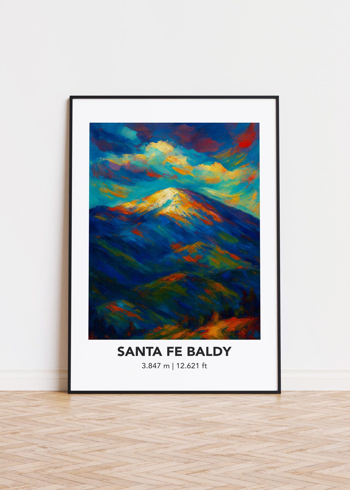 Santa Fe Baldy 3847m Elevation Oil Painting Mountain Peak Poster