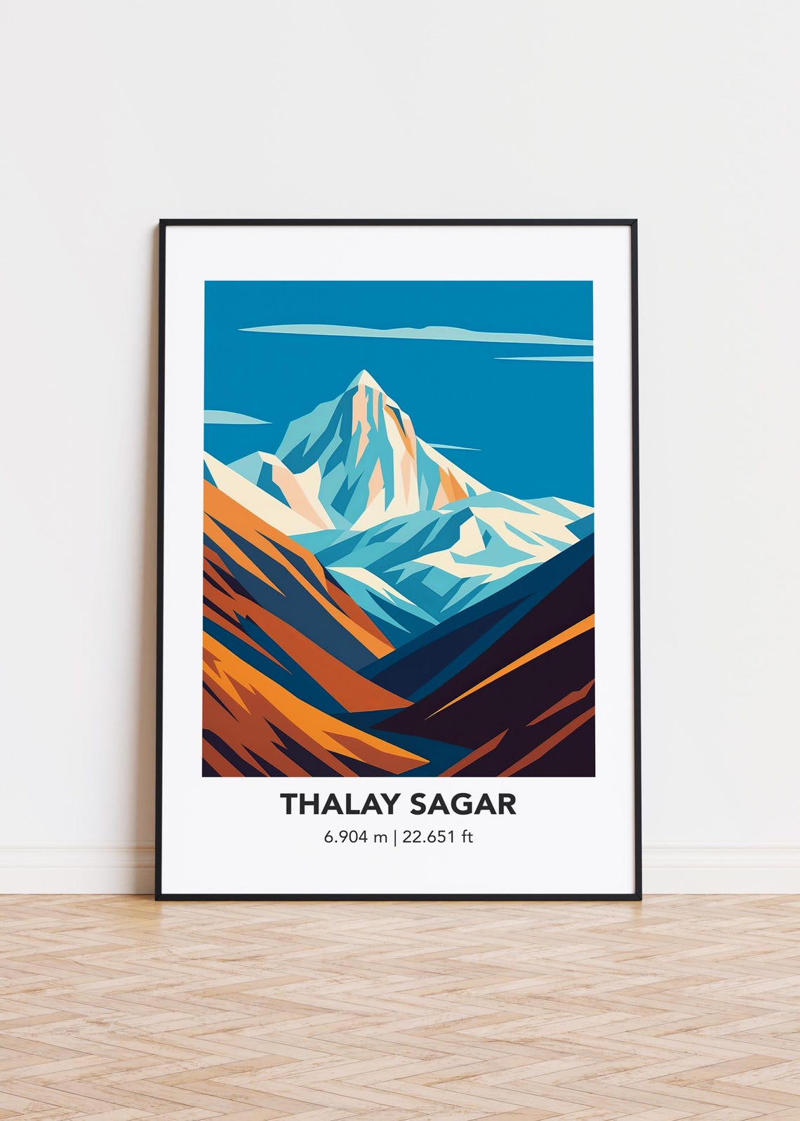 Thalay Sagar 6904m Towering Summit Modern Mountain Poster Art