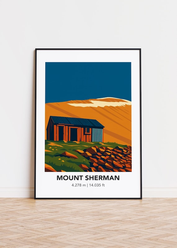 Mount Sherman Art Print, Colorado Mountain Illustration