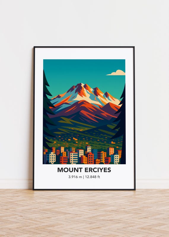 Mount Erciyes Poster Mountain Illustration Art Print