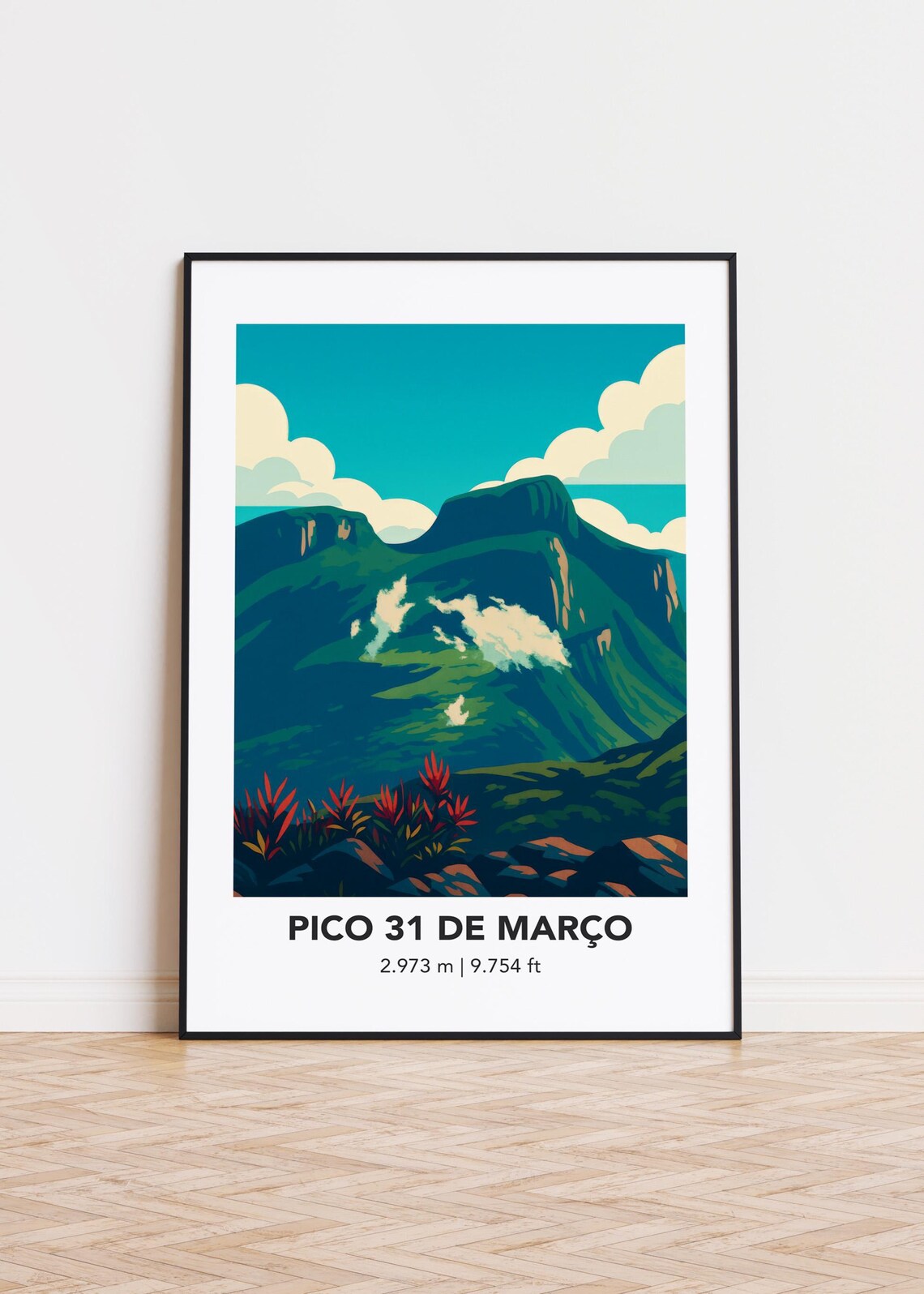 Pico 31 de Março Minimalist Mountain Peak Adventure Travel Poster