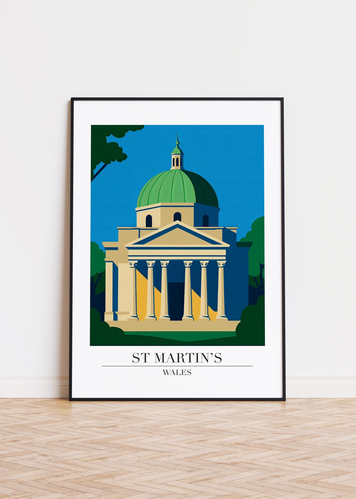St Martins Wales Modern Illustration Poster Print