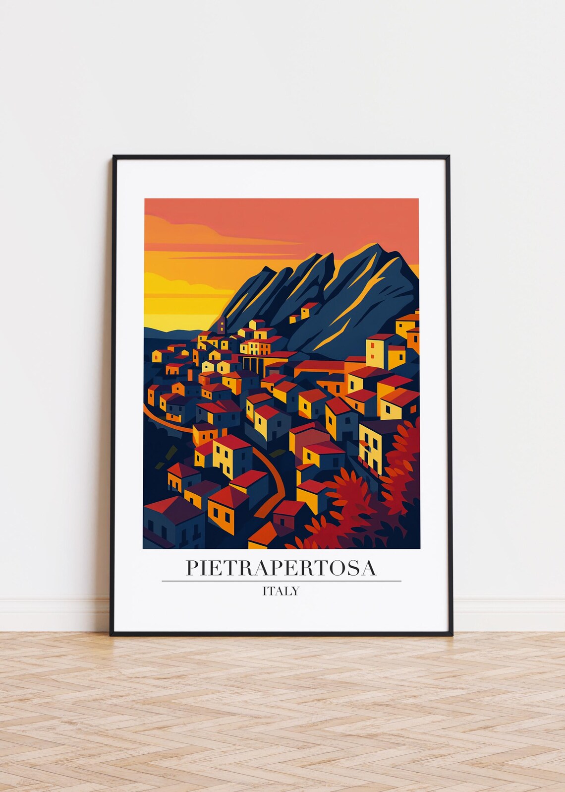 Pietrapertosa Italy Skyline Poster, Travel Art Print