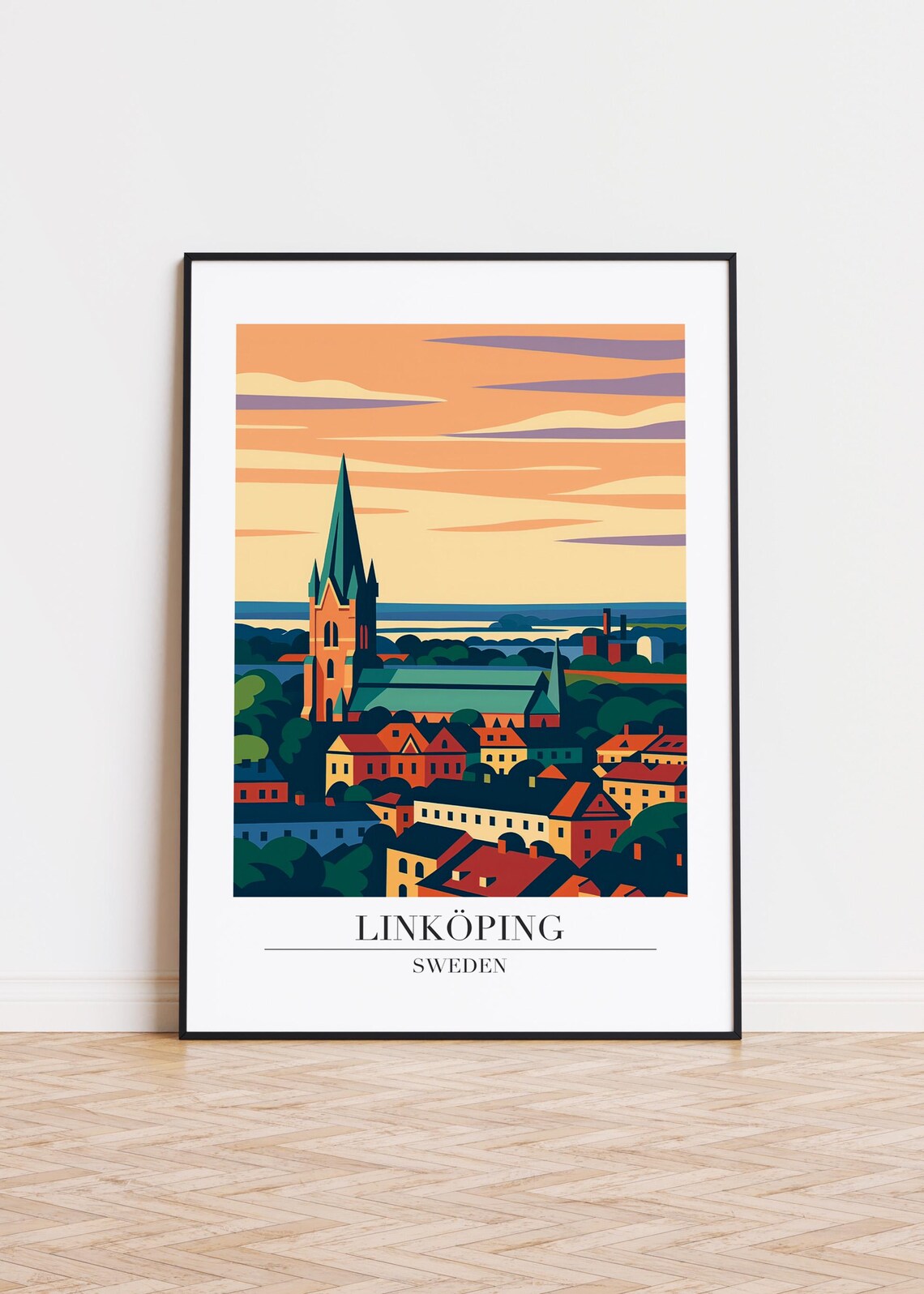 Linköping Sweden Modern City Illustration Art Print