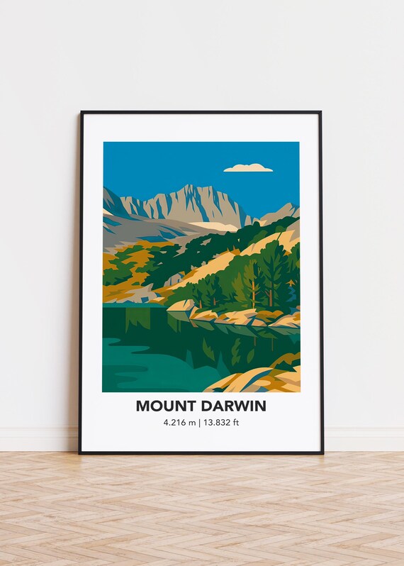 Mount Darwin Print Modern Mountain Illustration Art