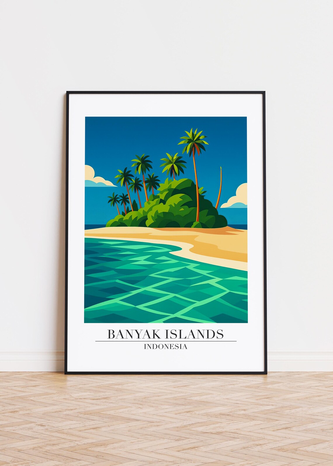 Banyak Islands Indonesia Tropical Beach Palm Island Travel Poster