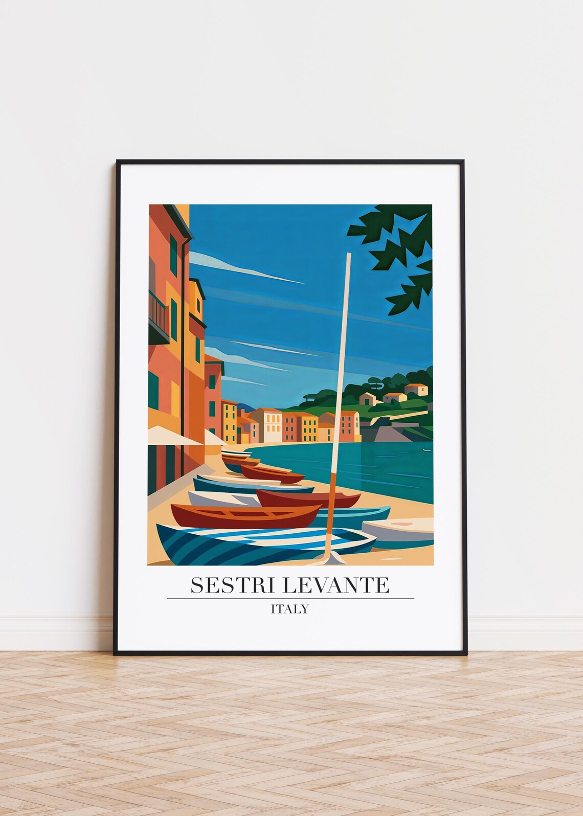 Sestri Italy Modern Travel Poster