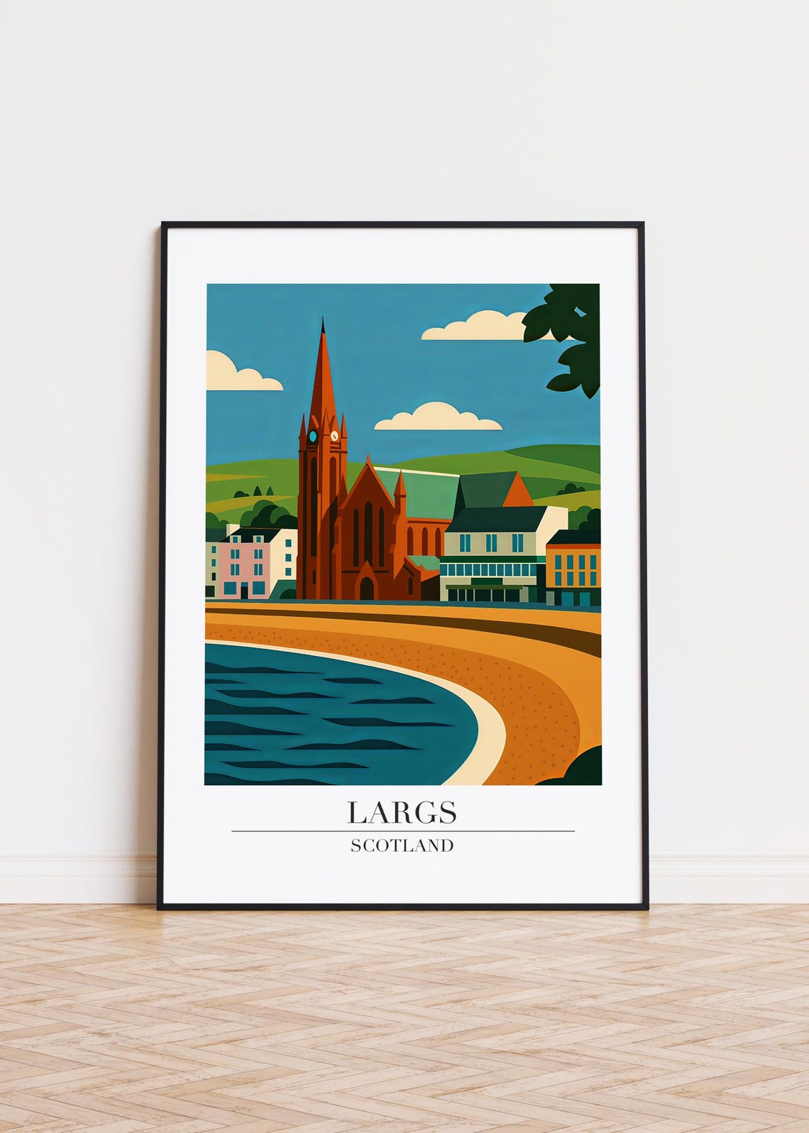 Largs Scotland Poster, Modern City Illustration