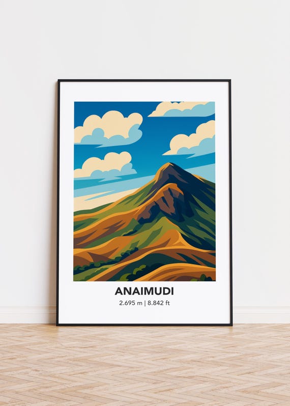 Anaimudi Mountain Print Modern Minimalist Art Poster