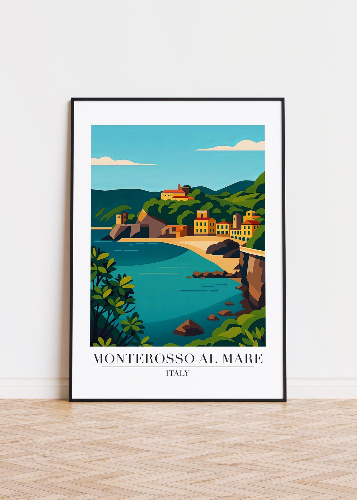 Monterosso al Mare Italy Coastal Village Cinque Terre Travel Poster