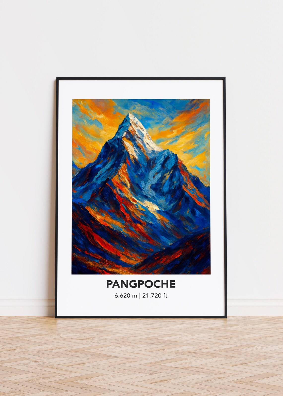 Pangpoche Snowy Peak Oil Painting Vivid Mountain Landscape Poster