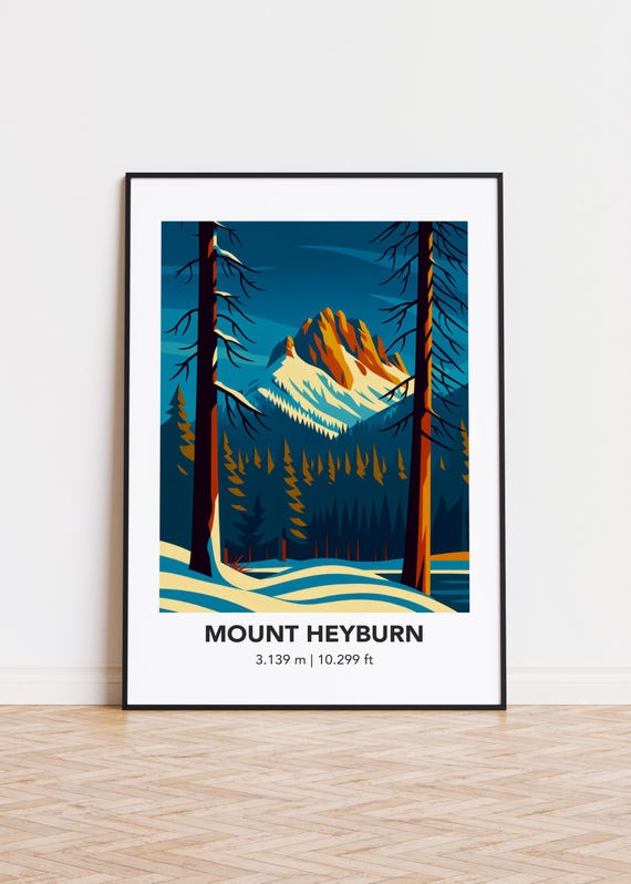 Mount Heyburn Minimalist Mountain Illustration, Art Print