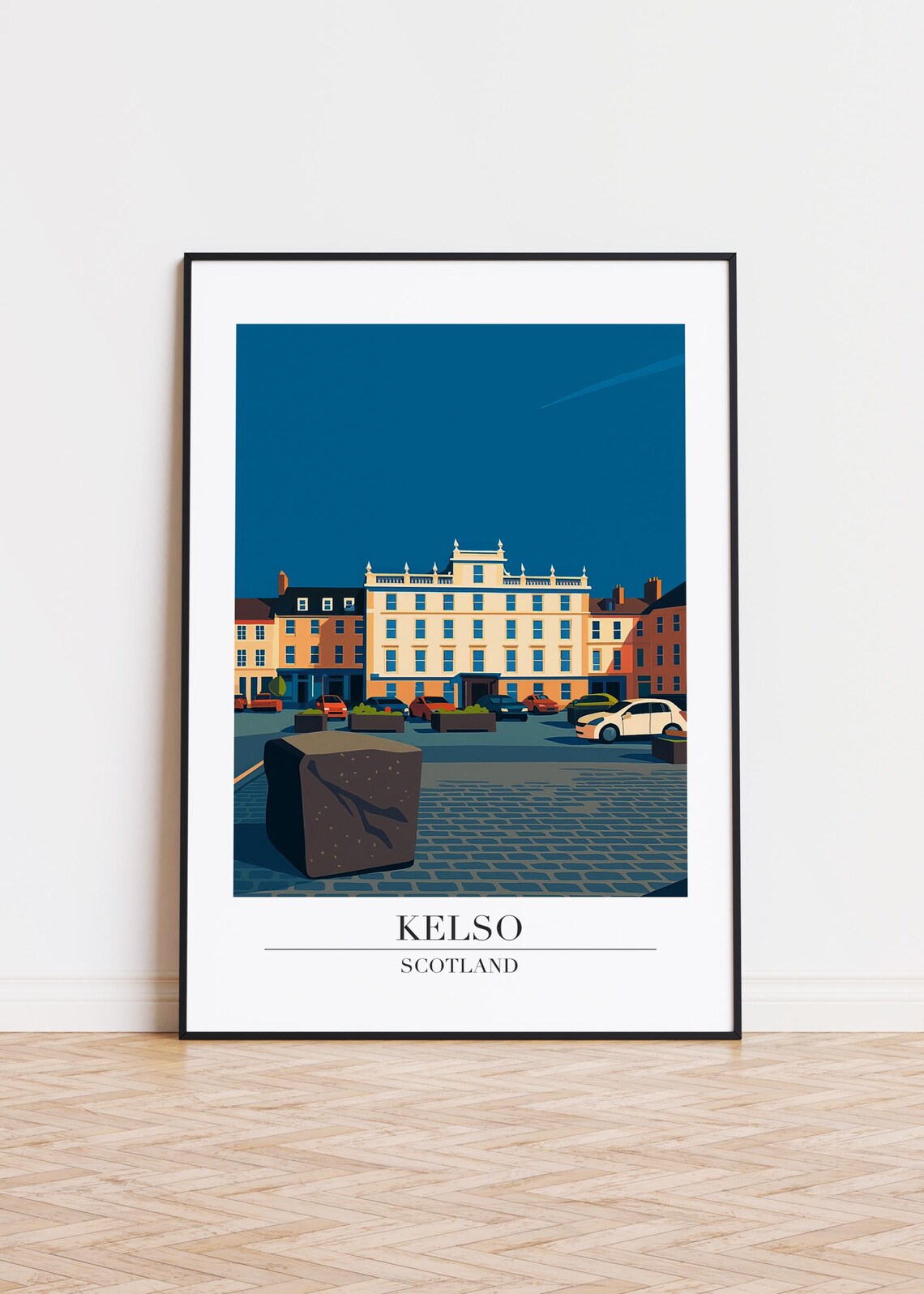 Kelso Scotland Historic Market Town Square Cobblestone Street Poster