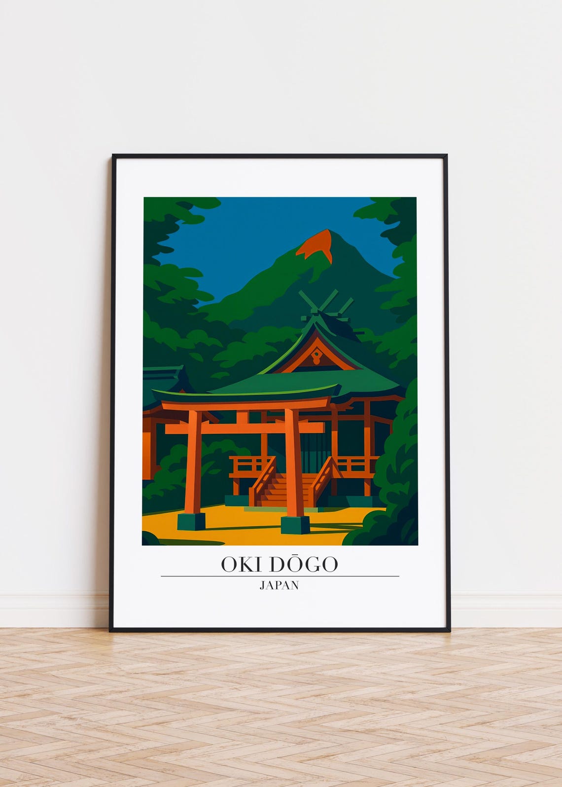 Oki Dōgo Japan Mountain Shinto Shrine Torii Modern Travel Poster