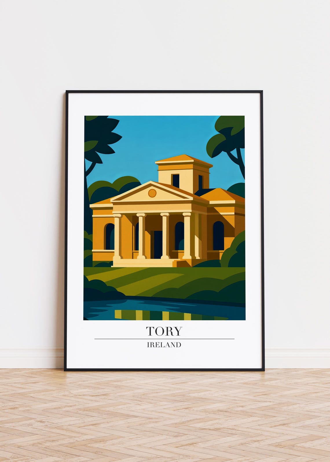 Tory Ireland Golden Classical Villa By The Water Travel Poster
