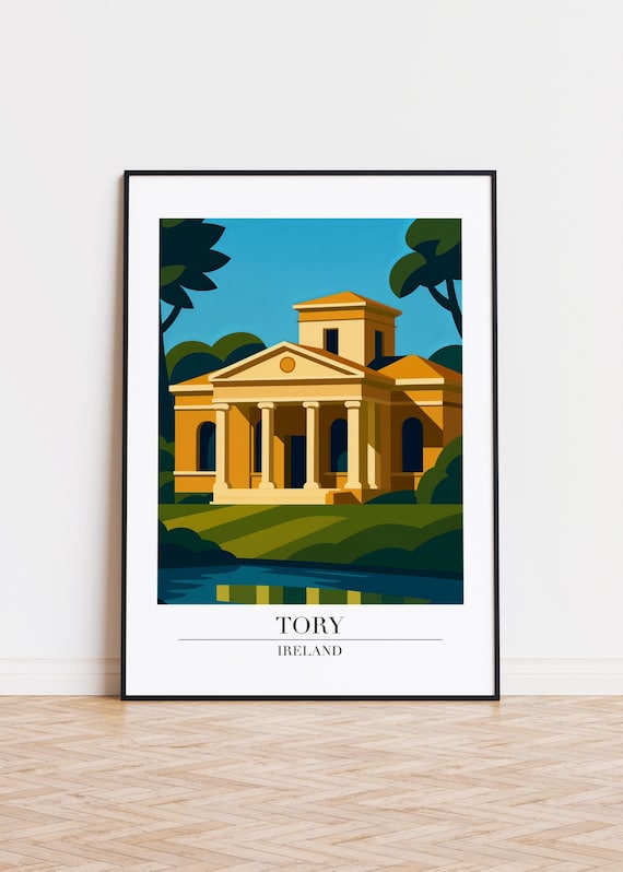 Tory Ireland Golden Classical Villa By The Water Travel Poster