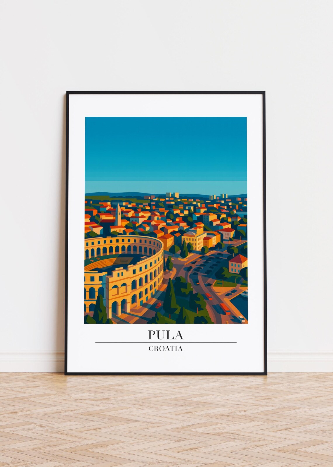 Pula Croatia Grand Ancient Roman Amphitheater Arena Aerial Poster